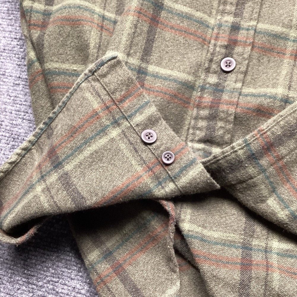 Vintage Banana Republic Cabinwear Flannel Shirt Mens Medium Plaid Green Cotton - Picture 6 of 9